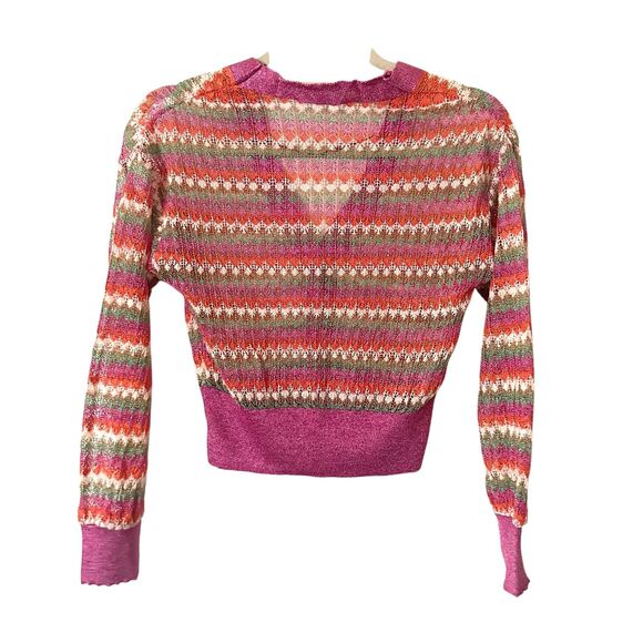 MANGO Striped Metallic Openwork‎ Knit Cardigan XS - Picture 4 of 6